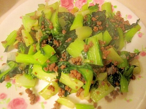 豚挽肉と小松菜の炒め